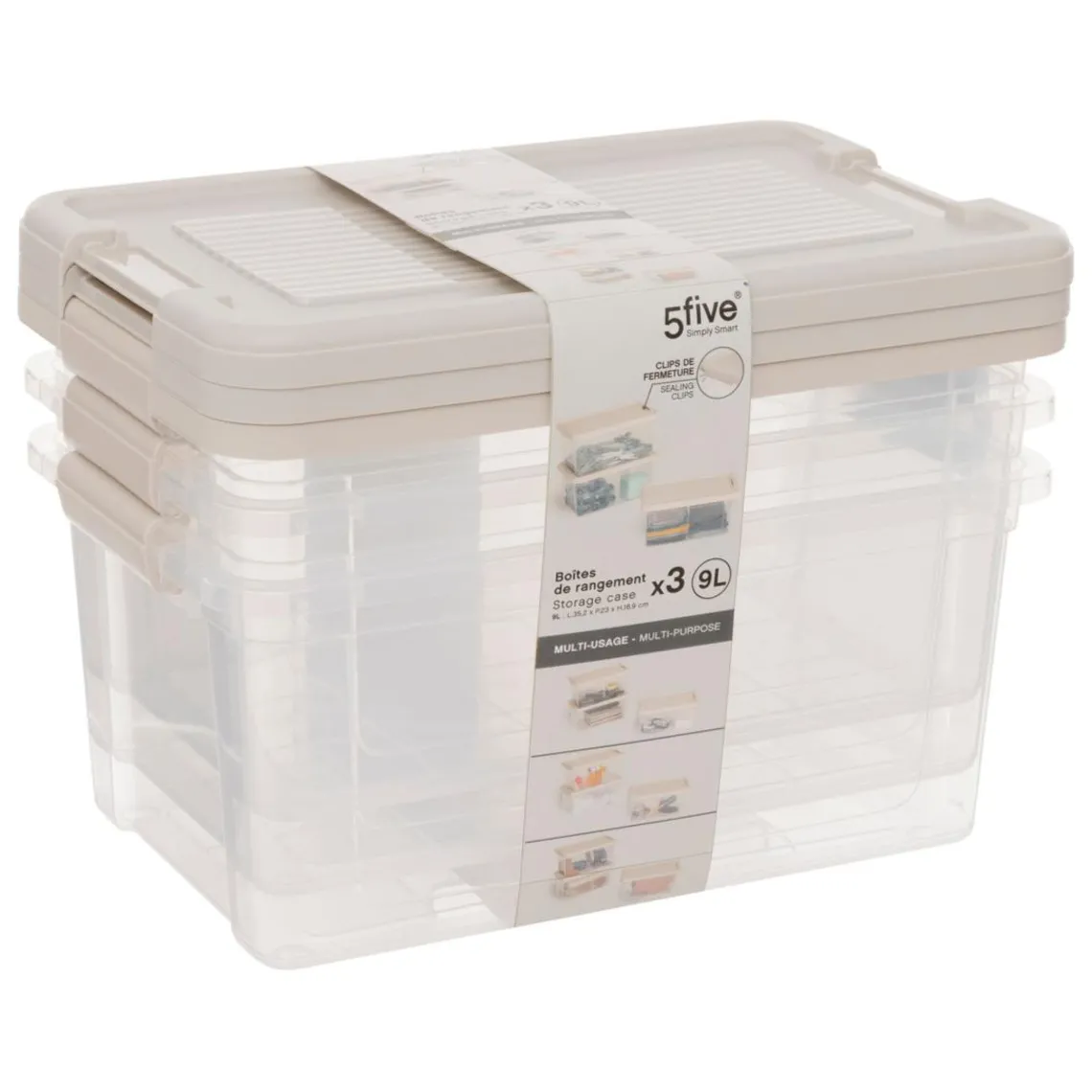 3S. x Home 3 boîtes de rangement Discount