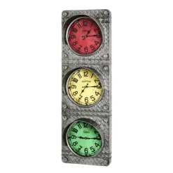 3S. x Home 3 horloges optique feu de circulation en métal laqué anthracite New