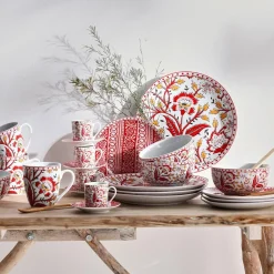 Becquet 4 Mugs Vintage en Céramique MARICA Rouge New