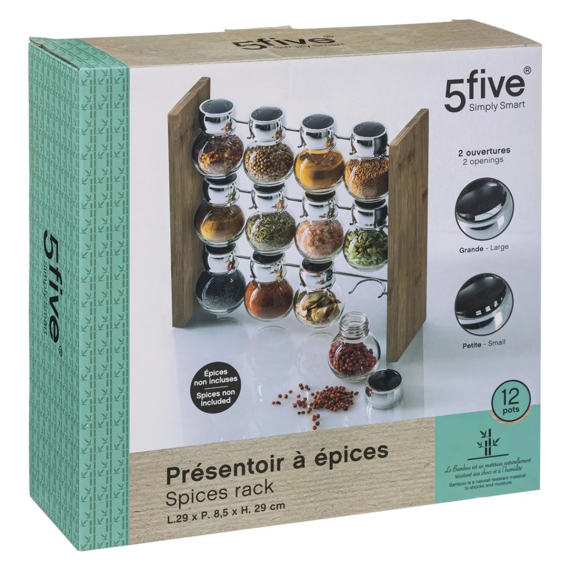 3S. x Home 12 Pots à Épices avec son Support en Bambouvoir Online
