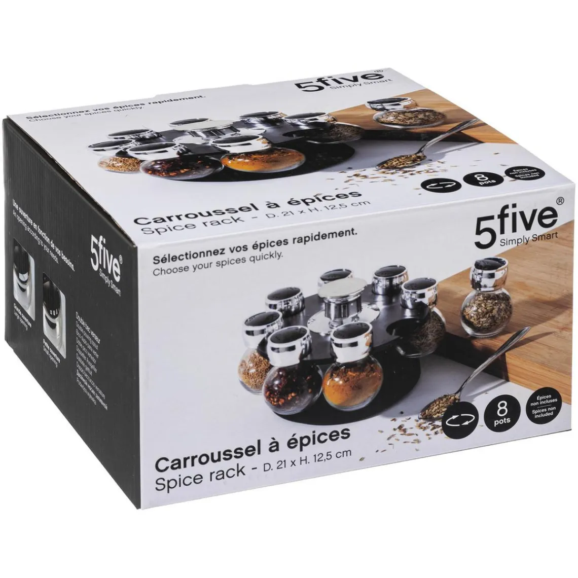 3S. x Home 8 Pots à Épices avec son Support Rotatif Clearance