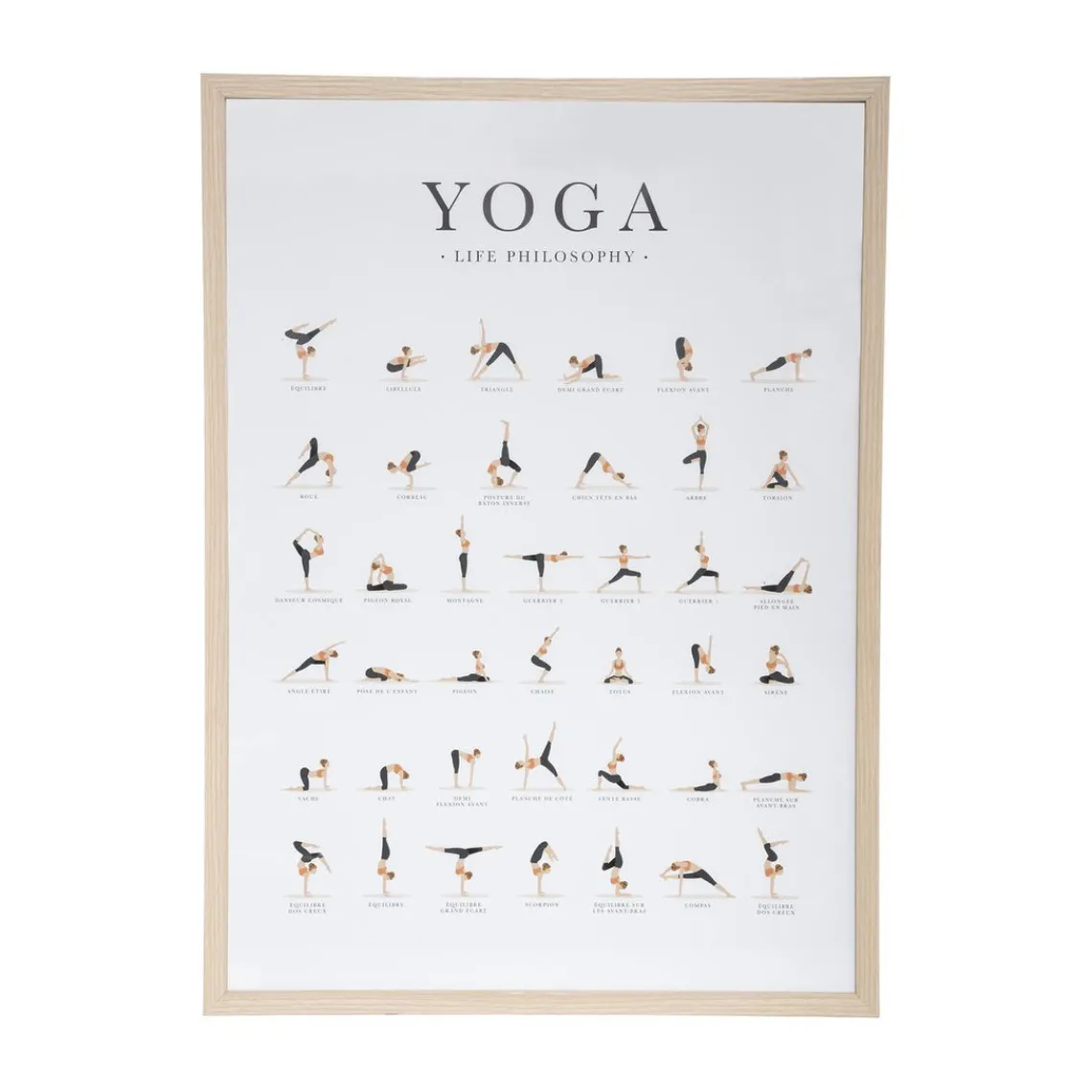 3S. x Home Affiche cadre yoga 52x72cm en panneau de bois MDF Online
