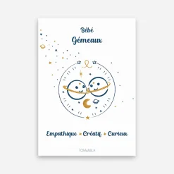Tom & Mila Affiche de décoration bébé Gémeaux Discount