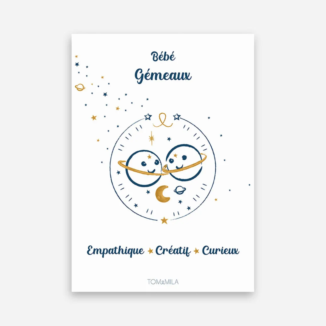 Tom & Mila Affiche de décoration bébé Gémeaux Discount