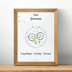 Tom & Mila Affiche de décoration bébé Gémeaux Discount