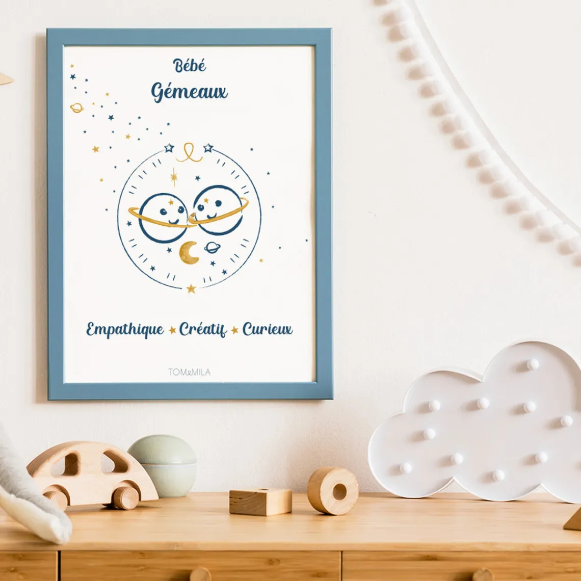Tom & Mila Affiche de décoration bébé Gémeaux Discount