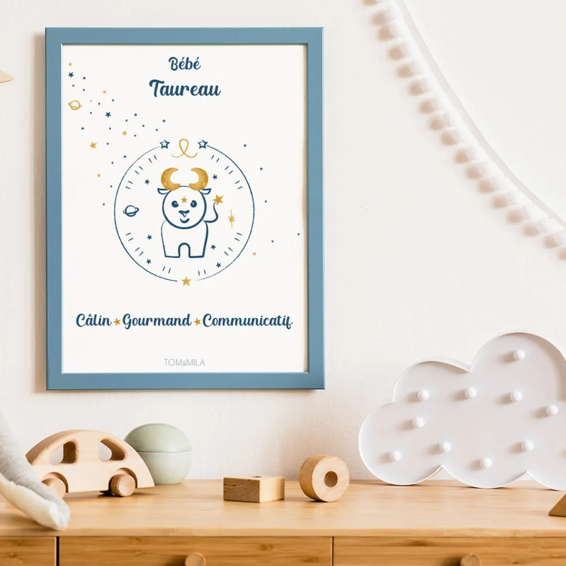 Tom & Mila Affiche de décoration bébé Taureau New