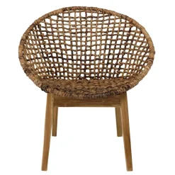 Macabane ALIDA Fauteuil dossier arrondi assise en abaca tressé Marron Sale