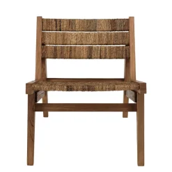 Macabane ALIDA Fauteuil lounge en bois de teck recyclé assise en tissage Marron Sale