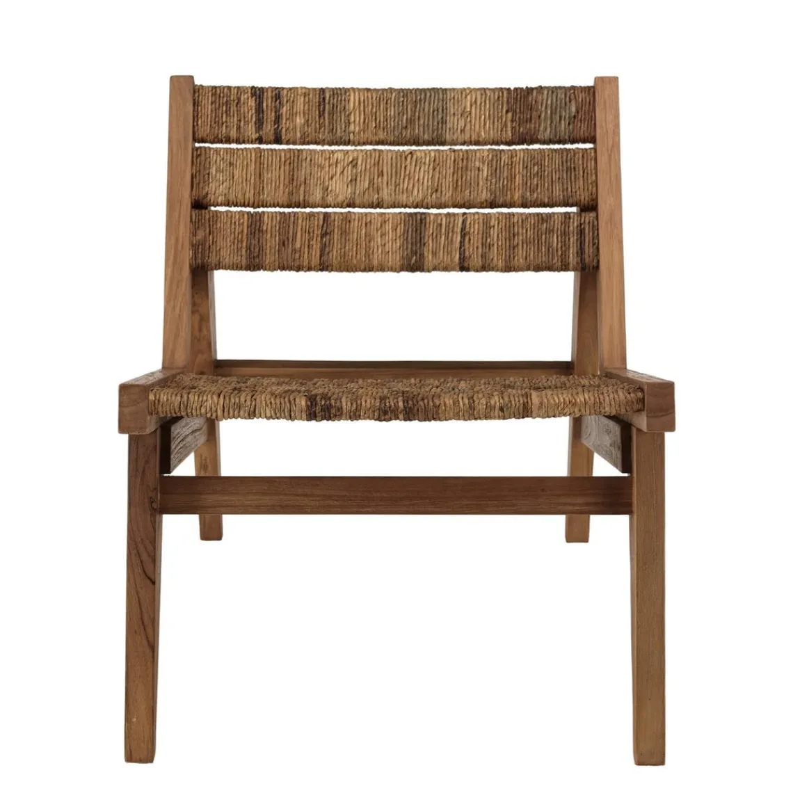 Macabane ALIDA Fauteuil lounge en bois de teck recyclé assise en tissage Marron Sale