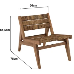 Macabane ALIDA Fauteuil lounge en bois de teck recyclé assise en tissage Marron Sale