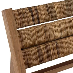 Macabane ALIDA Fauteuil lounge en bois de teck recyclé assise en tissage Marron Sale