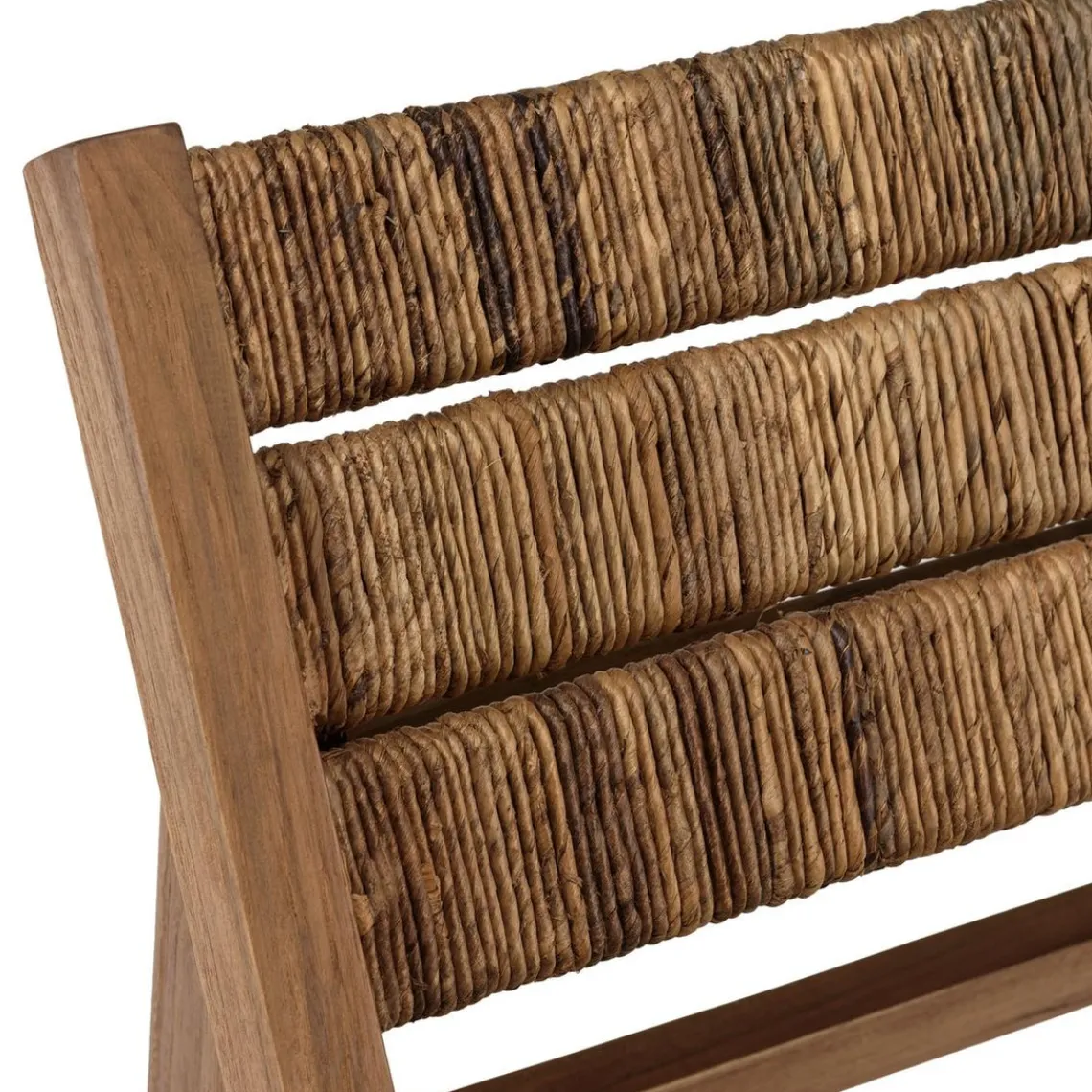 Macabane ALIDA Fauteuil lounge en bois de teck recyclé assise en tissage Marron Sale