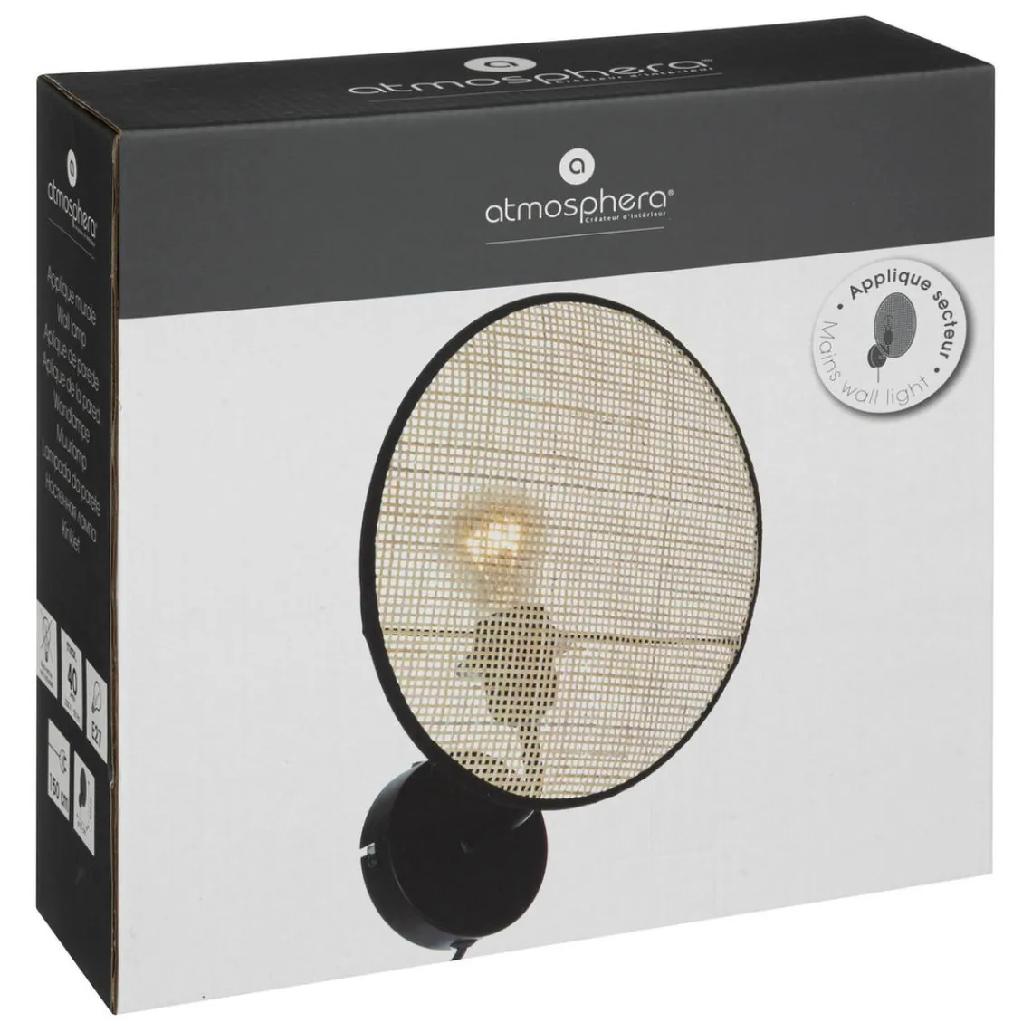 3S. x Home Applique murale en paille et métal