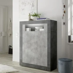 3S. x Home Argentier 2 portes battantes URBINO oxyde et cement Clearance