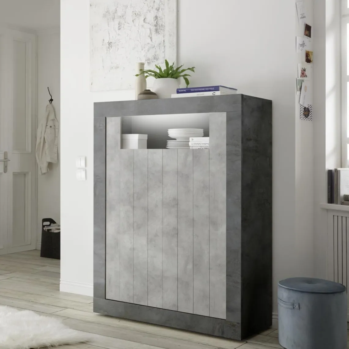 3S. x Home Argentier 2 portes battantes URBINO oxyde et cement Clearance