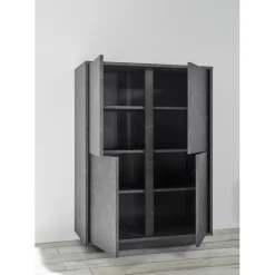 3S. x Home Argentier 4 portes CARRARA décor marbre noir Outlet