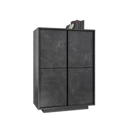 3S. x Home Argentier 4 portes CARRARA décor marbre noir Outlet