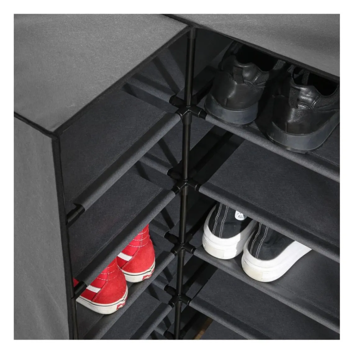 Calicosy Armoire à chaussure d'angle avzc structure en métal gris