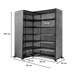 Calicosy Armoire à chaussure d'angle avzc structure en métal gris