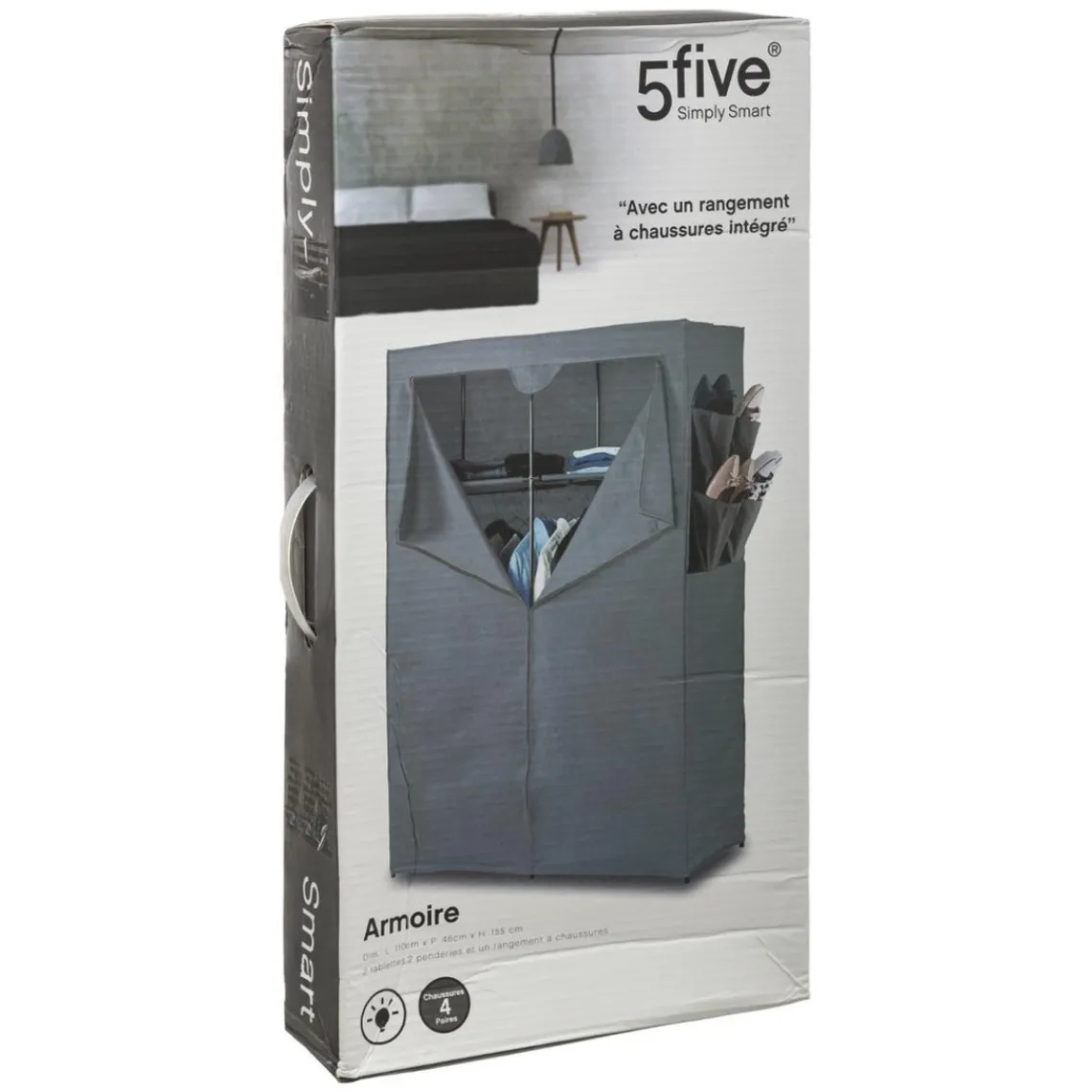 3S. x Home Armoire 2 penderies gris New