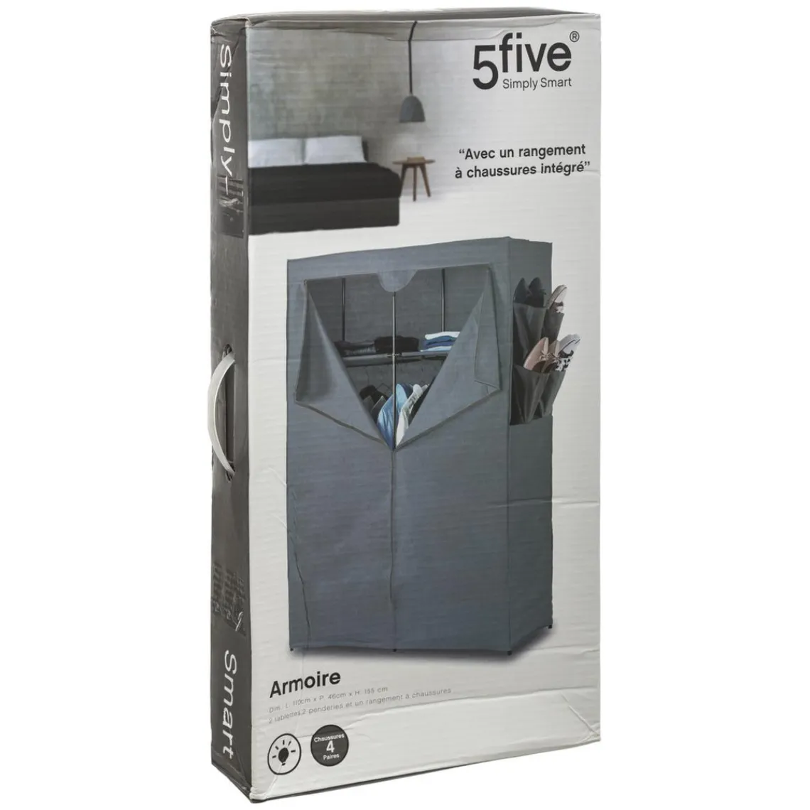 3S. x Home Armoire 2 penderies gris New