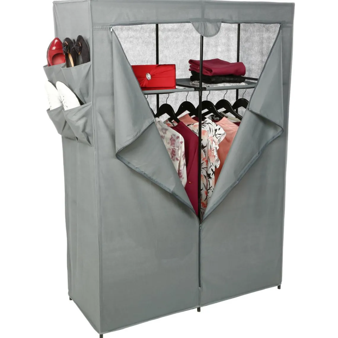 3S. x Home Armoire 2 penderies gris New