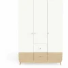 3 SUISSES Armoire 3 portes + 4 tiroirs FIRMIANA blanc et pin naturel Sale