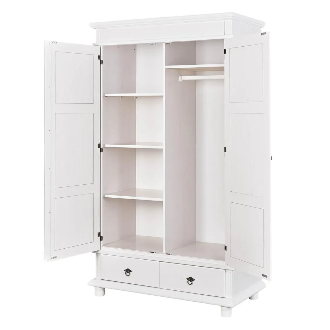 3S. x Home Armoire 2 Portes 2 Tiroirs Blanche PACO Best