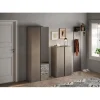 3S. x Home Armoire 2 portes de rangement Ferrare avec Miroir et 10 étageres réglables bronze et chêne L70x185 Online