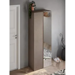 3S. x Home Armoire 2 portes de rangement Ferrare avec Miroir et 10 étageres réglables bronze et chêne L70x185 Online