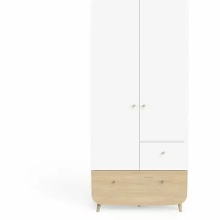 3 SUISSES Armoire 2 portes FIRMIANA Blanc et pin naturel Sale