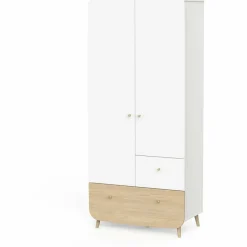 3 SUISSES Armoire 2 portes FIRMIANA Blanc et pin naturel Sale