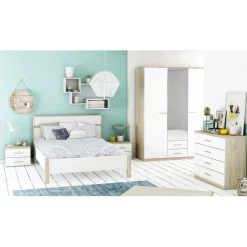 3 SUISSES Armoire 3 portes ouvrantes miroirs avec 2 tiroirs Selena New