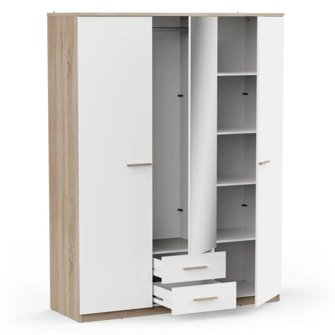 3 SUISSES Armoire 3 portes ouvrantes miroirs avec 2 tiroirs Selena New