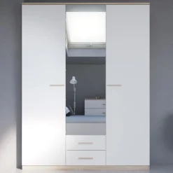 3 SUISSES Armoire 3 portes ouvrantes miroirs avec 2 tiroirs Selena New