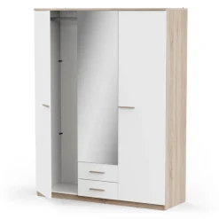 3 SUISSES Armoire 3 portes ouvrantes miroirs avec 2 tiroirs Selena New