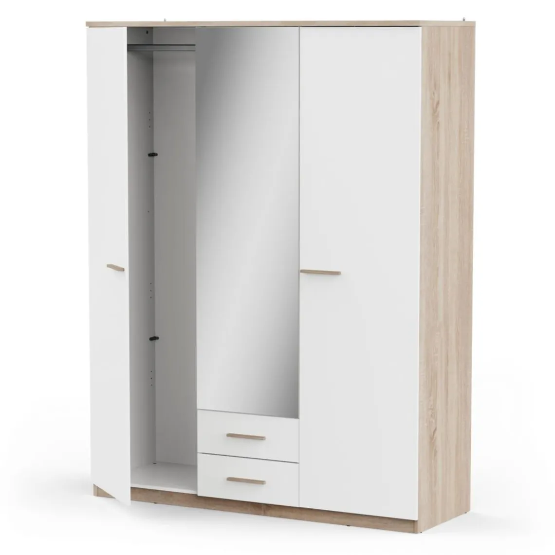 3 SUISSES Armoire 3 portes ouvrantes miroirs avec 2 tiroirs Selena New