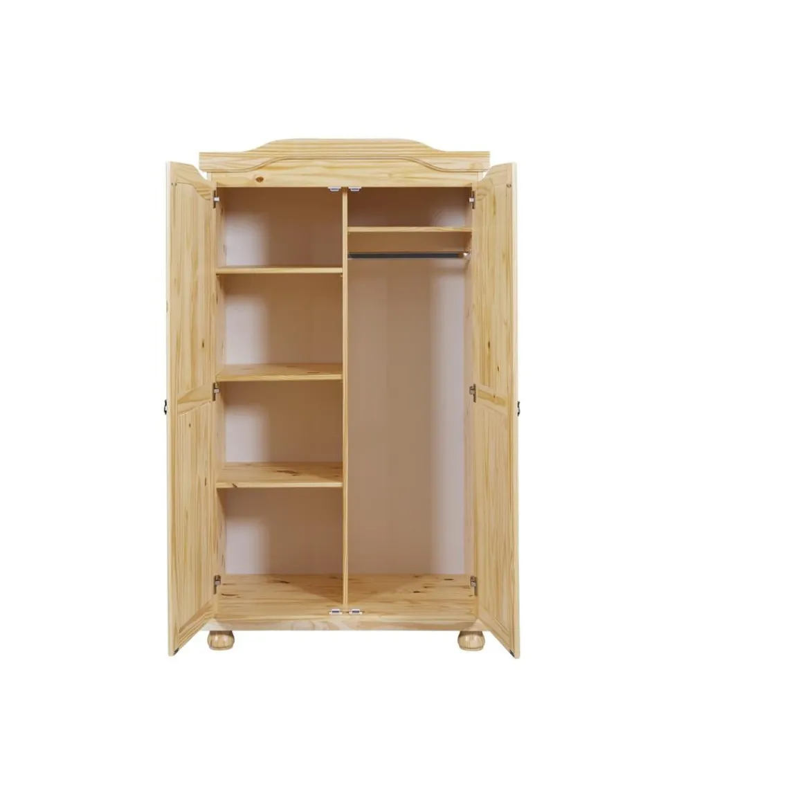 3S. x Home Armoire 4 étagères 1 penderie en Pin Massif LEBOSA Online