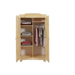 3S. x Home Armoire 4 étagères 1 penderie en Pin Massif LEBOSA Online