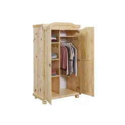 3S. x Home Armoire 4 étagères 1 penderie en Pin Massif LEBOSA Online