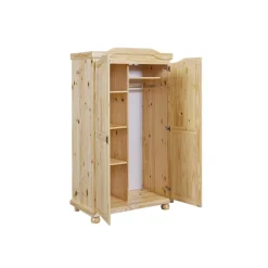 3S. x Home Armoire 4 étagères 1 penderie en Pin Massif LEBOSA Online