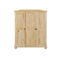 3S. x Home Armoire 4 étagères et Penderie style Campagne en Pin Massif HICTO Hot