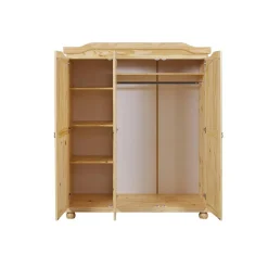 3S. x Home Armoire 4 étagères et Penderie style Campagne en Pin Massif HICTO Hot