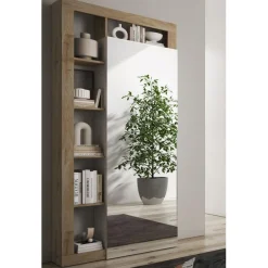 3S. x Home Armoire de couloir Ancona 1 Porte Miroir strucutre tringle à vetement L91 x H 209 cm New