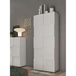 3S. x Home Armoire de couloir Damano 2 Portes Laqué Blanc Brillant L78 x H 187 cm Outlet