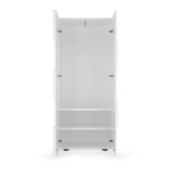 3S. x Home Armoire de couloir Damano 2 Portes Laqué Blanc Brillant L78 x H 187 cm Outlet