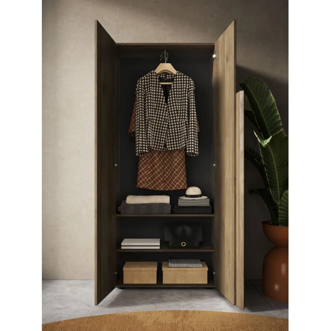 3S. x Home Armoire de couloir Jessie 2 Portes coloris chêne mercure L78 x H 187 cm Online