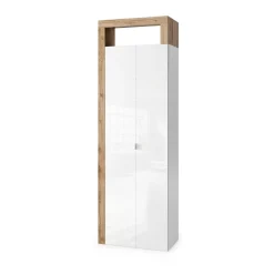 3S. x Home Armoire de rangement salle de bain Ancona 2 Portes 5 étagères coloris Chêne L65xH188 cm Outlet