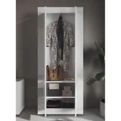 3S. x Home Armoire de rangement salle de bain 2 Portes Miroir 5 étagères L70 x H195 cm
